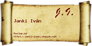 Janki Iván névjegykártya